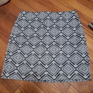 J. Crew Black & White Jacquard Diamond Skirt